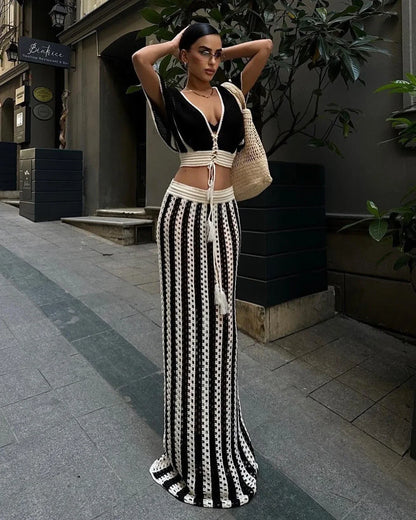 Bow Print Drawstring Shorts Two Piece Set