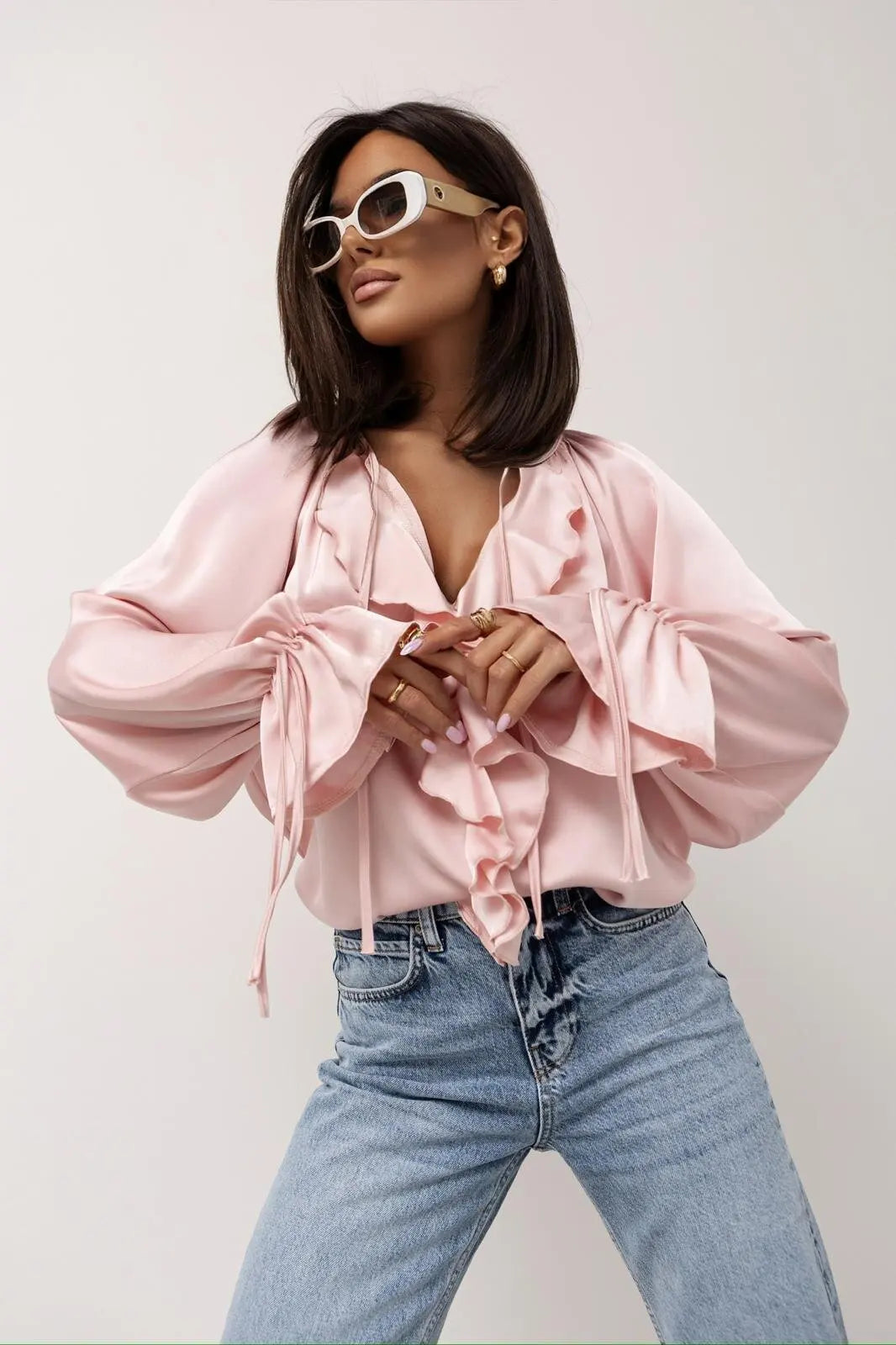| Satin Ruffle Blouse