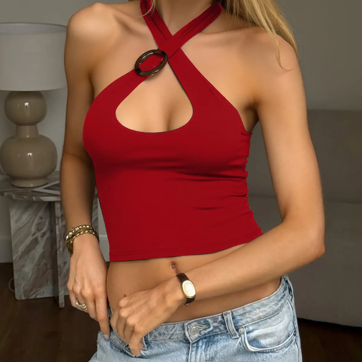 Star Patch Bandeau Knit Top