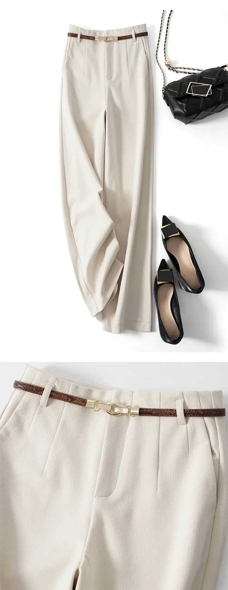 | Wide Leg Wool Trousers