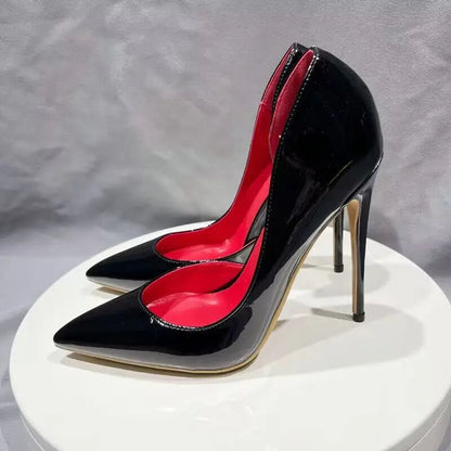 Black Women Side Open Pointy Toe High Heel Shoes