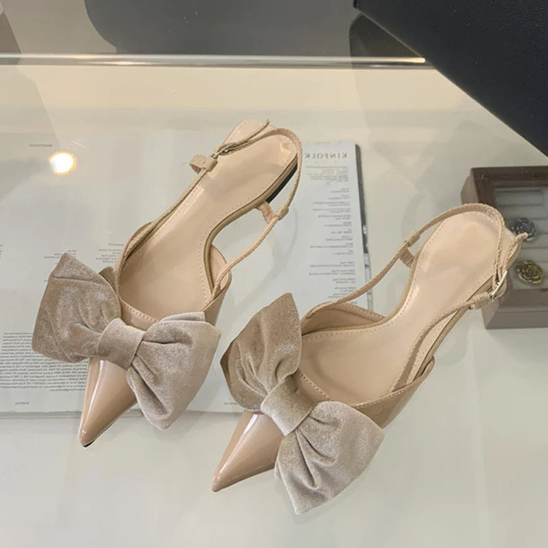 Butterfly Knot Women Flat Mules Sandals