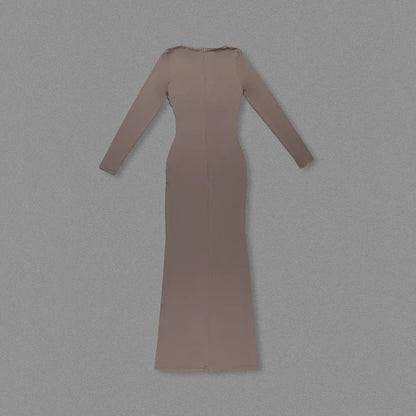 O-neck Long Sleeve Robe fashion Maxi Dress