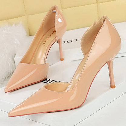 Patent Leather Stiletto Pumps - 8 cm Heels - Fashionable Party Shoes for Women