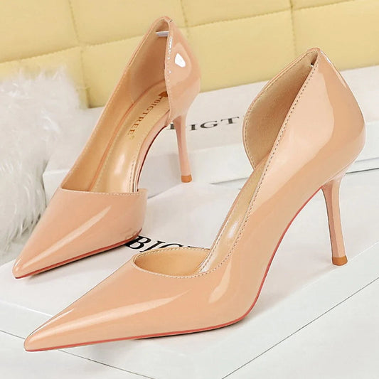 Patent Leather Stiletto Pumps - 8 cm Heels - Fashionable Party Shoes for Women