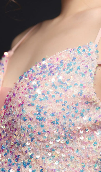 Sequined Plunge Midi Dress