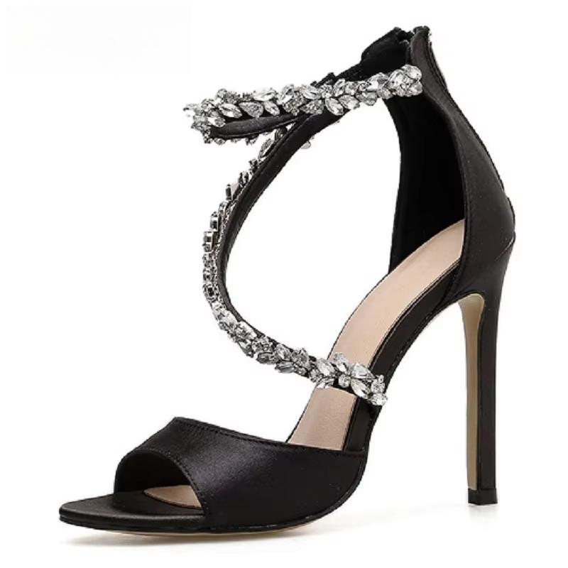 Women's Summer Fashion High Heel Sandals with Rhinestone Crystal Detail