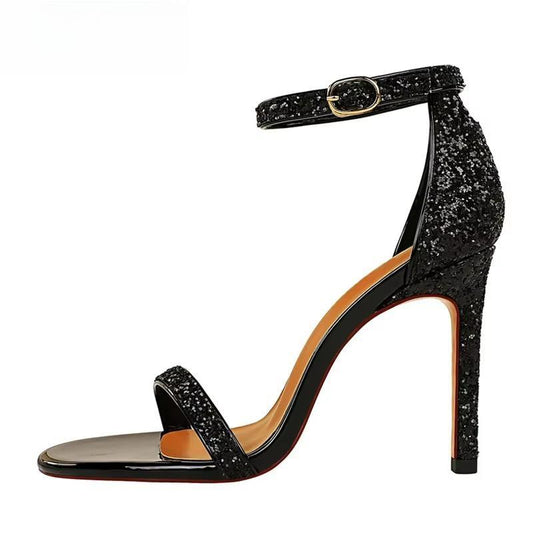 Silver Champagne High Heel Peep Toe Sandals for Women