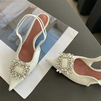 CRYSTAL Women Pumps Shoes with Thin Heels for Summer Fashion