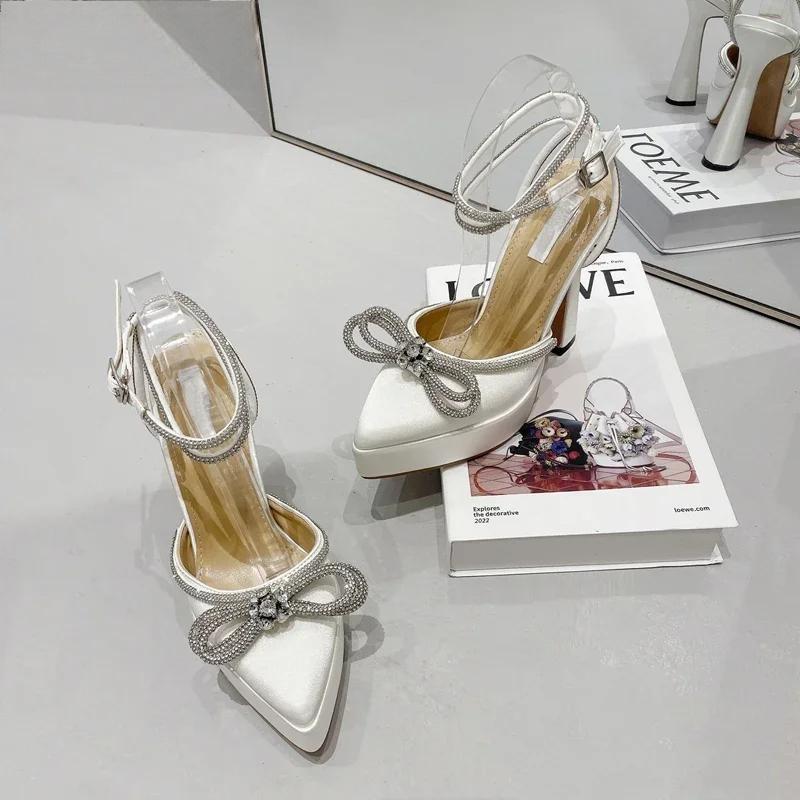 Bowknot Party Pumps with Pointed Toe and Platform for Women