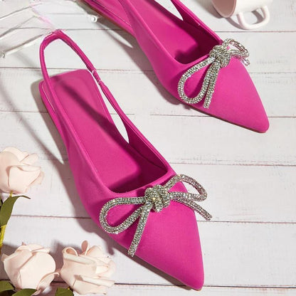Autumn Crystal Butterfly-knot Green Women Pumps with Shallow Pointed Toe for Strippers