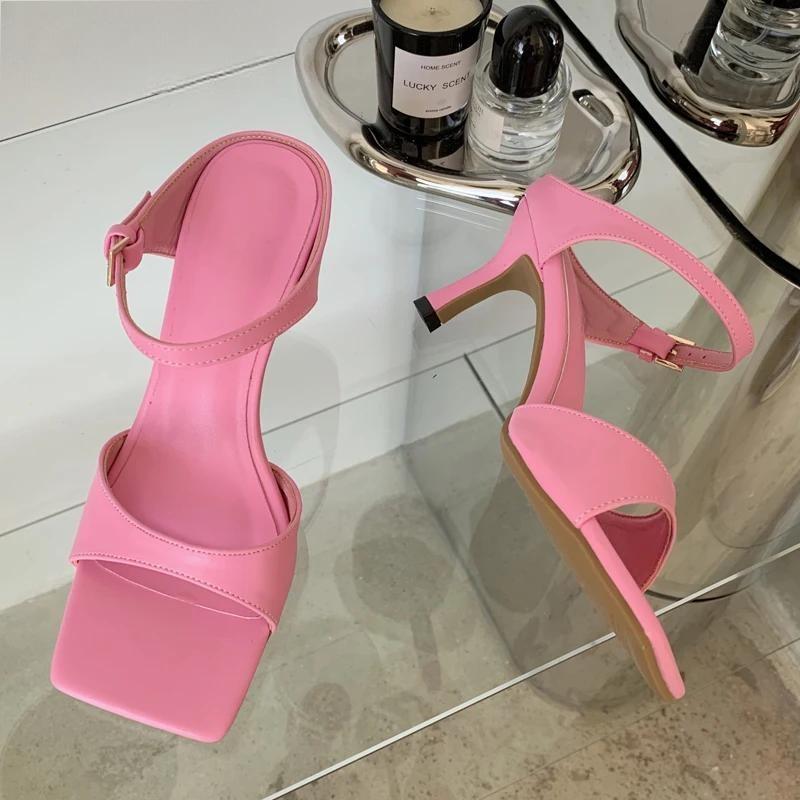 Gold Silver Women Slipper with Square Toe Low Heels Sandal