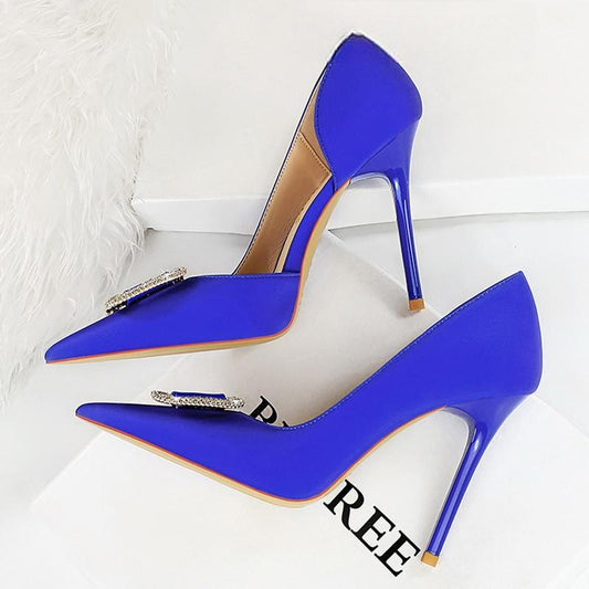 Rhinestone Women 10.5 Cm Heels Satins Sexy Pumps High Heels