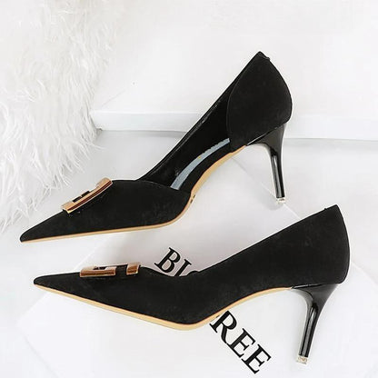 Metal Button Kitten Heels Women Pumps Fashion