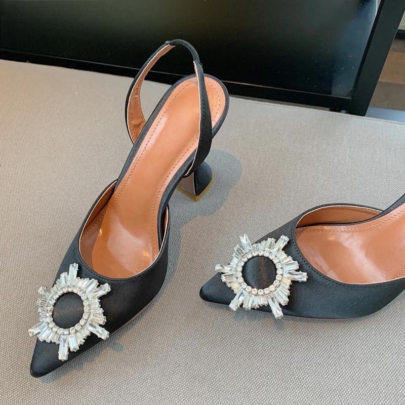 Silk Crystal Pumps Strange Style High Heels for Women Summer Bride Comfortable Heeled