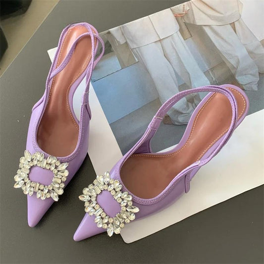CRYSTAL Women Pumps Shoes with Thin Heels for Summer Fashion