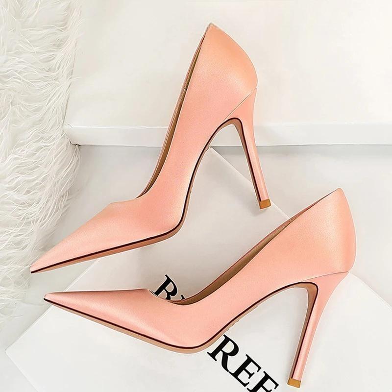 Silk High Heel Stiletto Party Shoes for Women