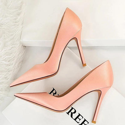 Silk High Heel Stiletto Party Shoes for Women