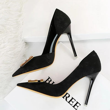 Metal Button Kitten Heels Women Pumps Fashion