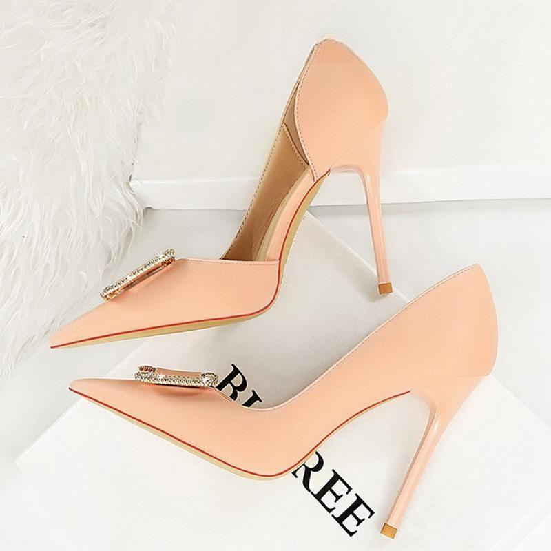 Rhinestone Women 10.5 Cm Heels Satins Sexy Pumps High Heels