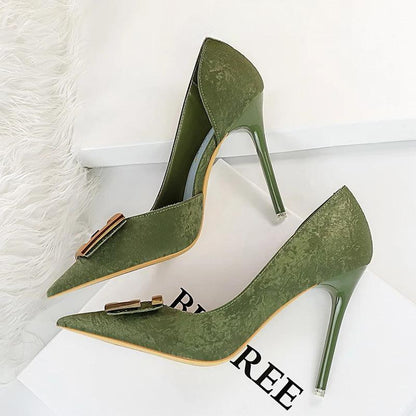 Metal Button Kitten Heels Women Pumps Fashion