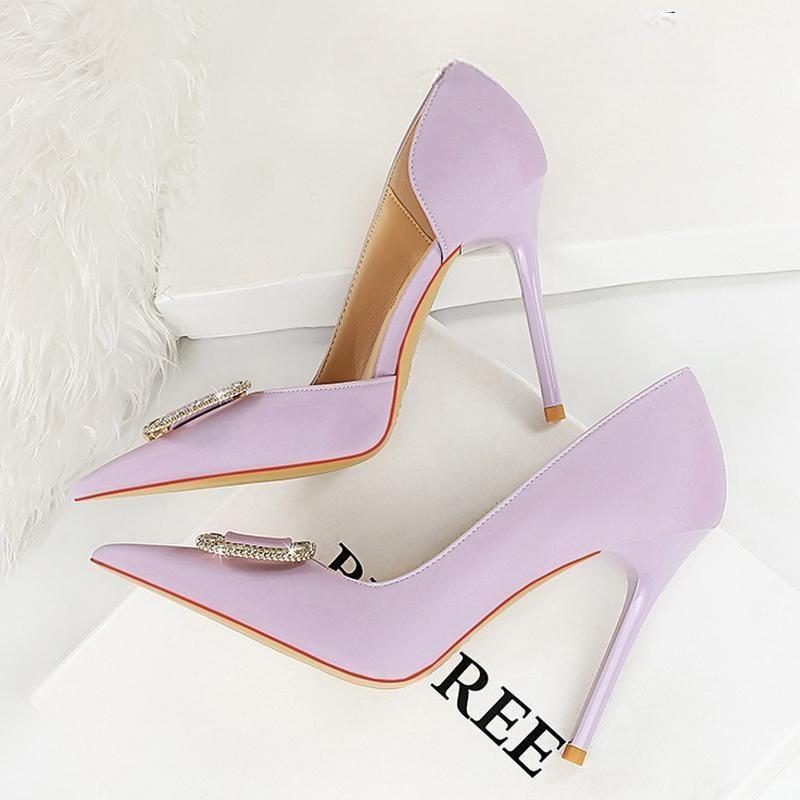 Rhinestone Women 10.5 Cm Heels Satins Sexy Pumps High Heels