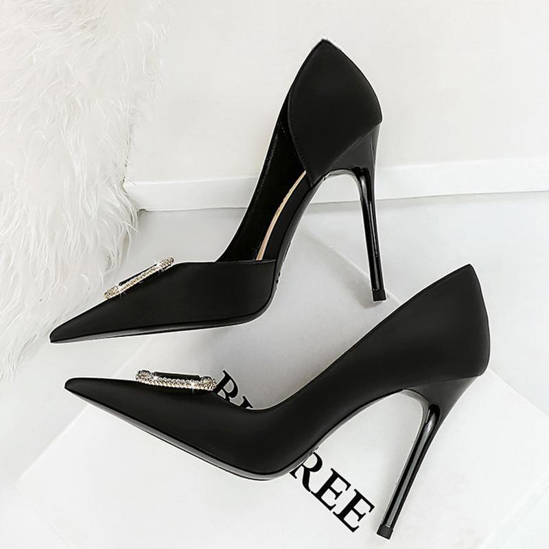 Rhinestone Women 10.5 Cm Heels Satins Sexy Pumps High Heels