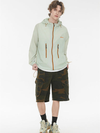 Outdoor Drawstring Hooded Breathable Sun-protective Jacket