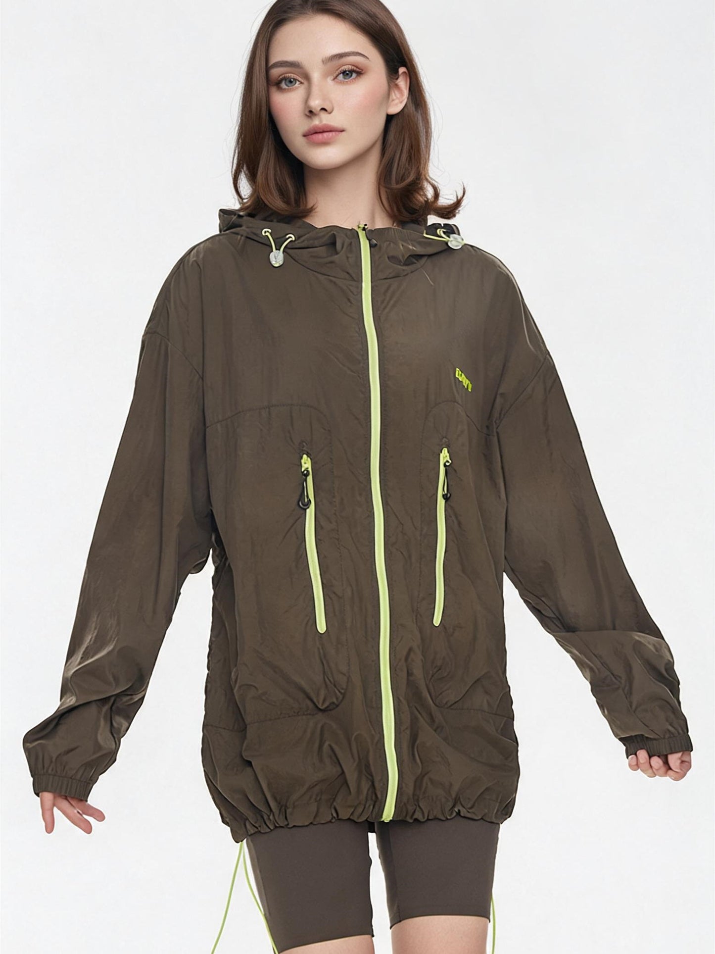 Outdoor Drawstring Hooded Breathable Sun-protective Jacket