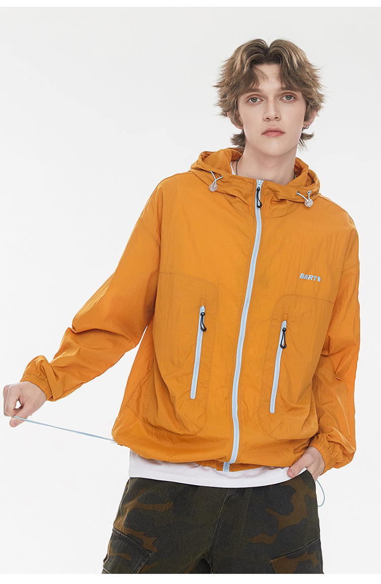 Outdoor Drawstring Hooded Breathable Sun-protective Jacket