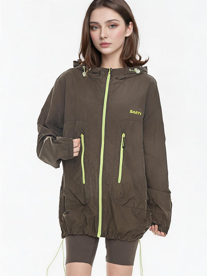 Outdoor Drawstring Hooded Breathable Sun-protective Jacket
