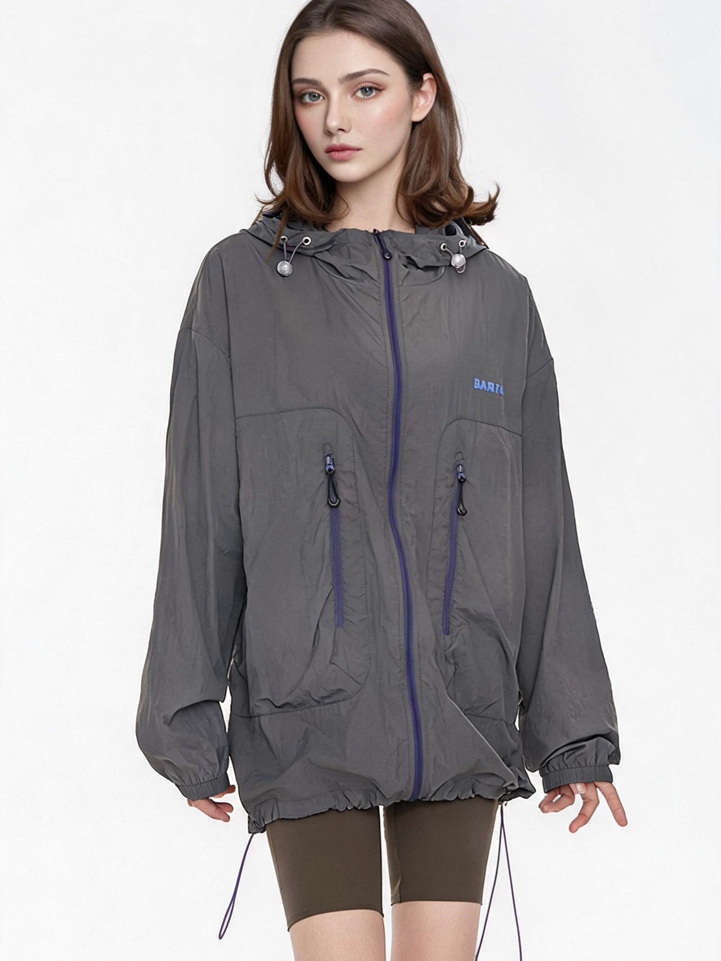 Outdoor Drawstring Hooded Breathable Sun-protective Jacket