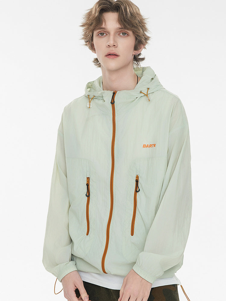 Outdoor Drawstring Hooded Breathable Sun-protective Jacket