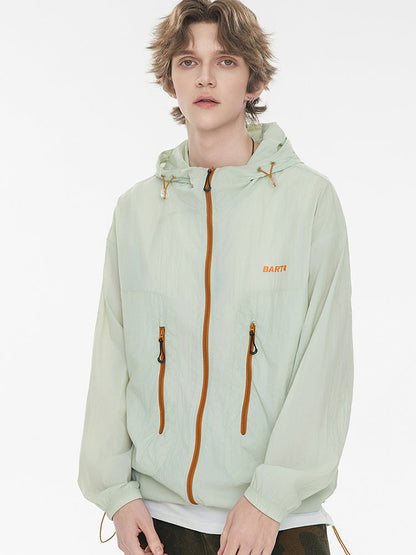 Outdoor Drawstring Hooded Breathable Sun-protective Jacket