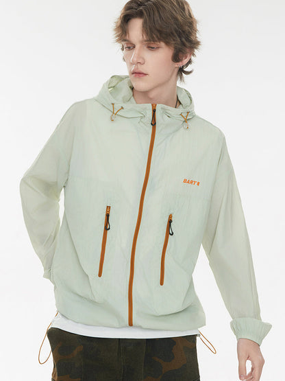 Outdoor Drawstring Hooded Breathable Sun-protective Jacket