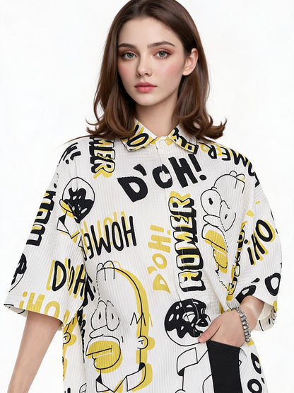 Bubble Texture Loose Collar Sun Protection Shirt