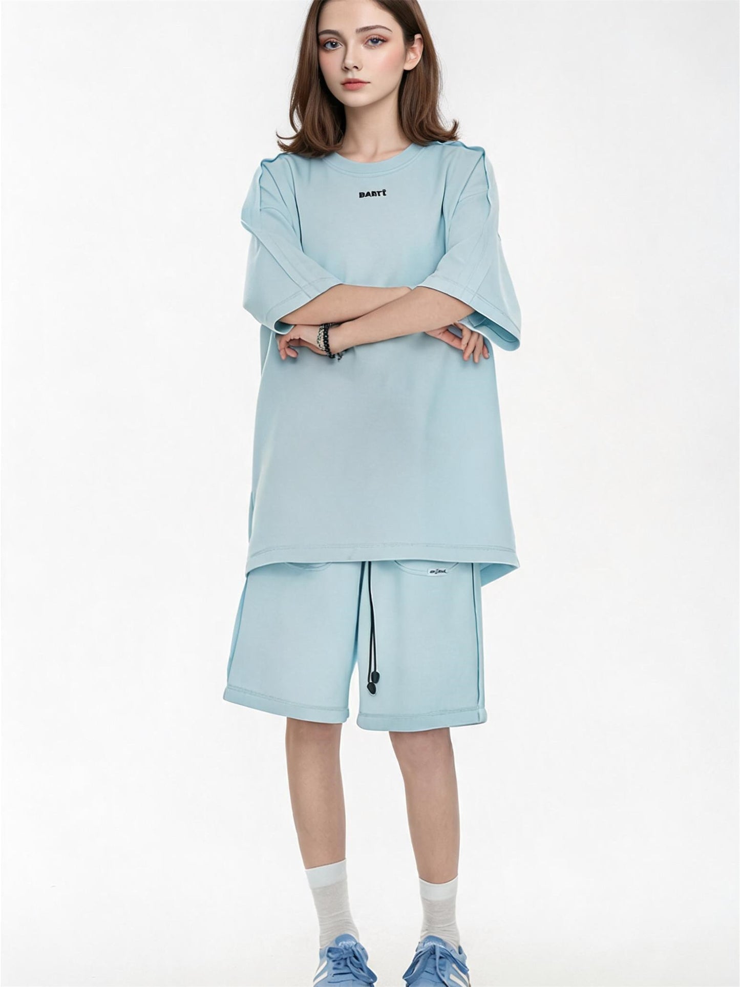 Solid Color, Relaxed Style, Two-piece Set For Home And Outings
