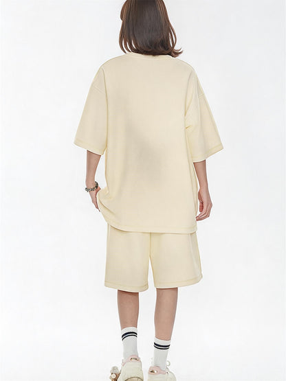 Solid Color, Relaxed Style, Two-piece Set For Home And Outings