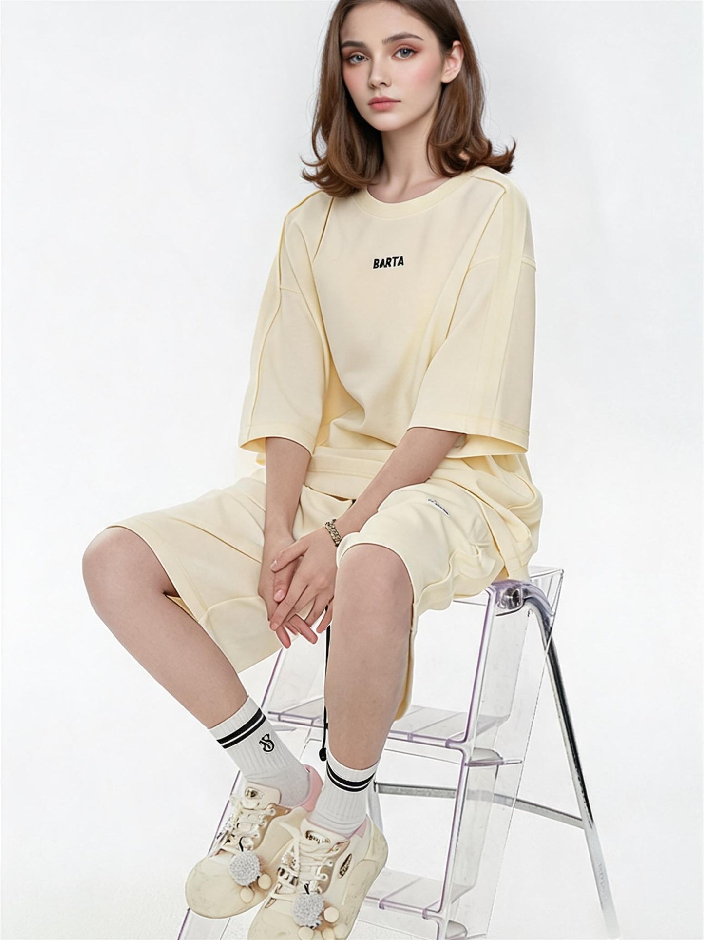 Solid Color, Relaxed Style, Two-piece Set For Home And Outings