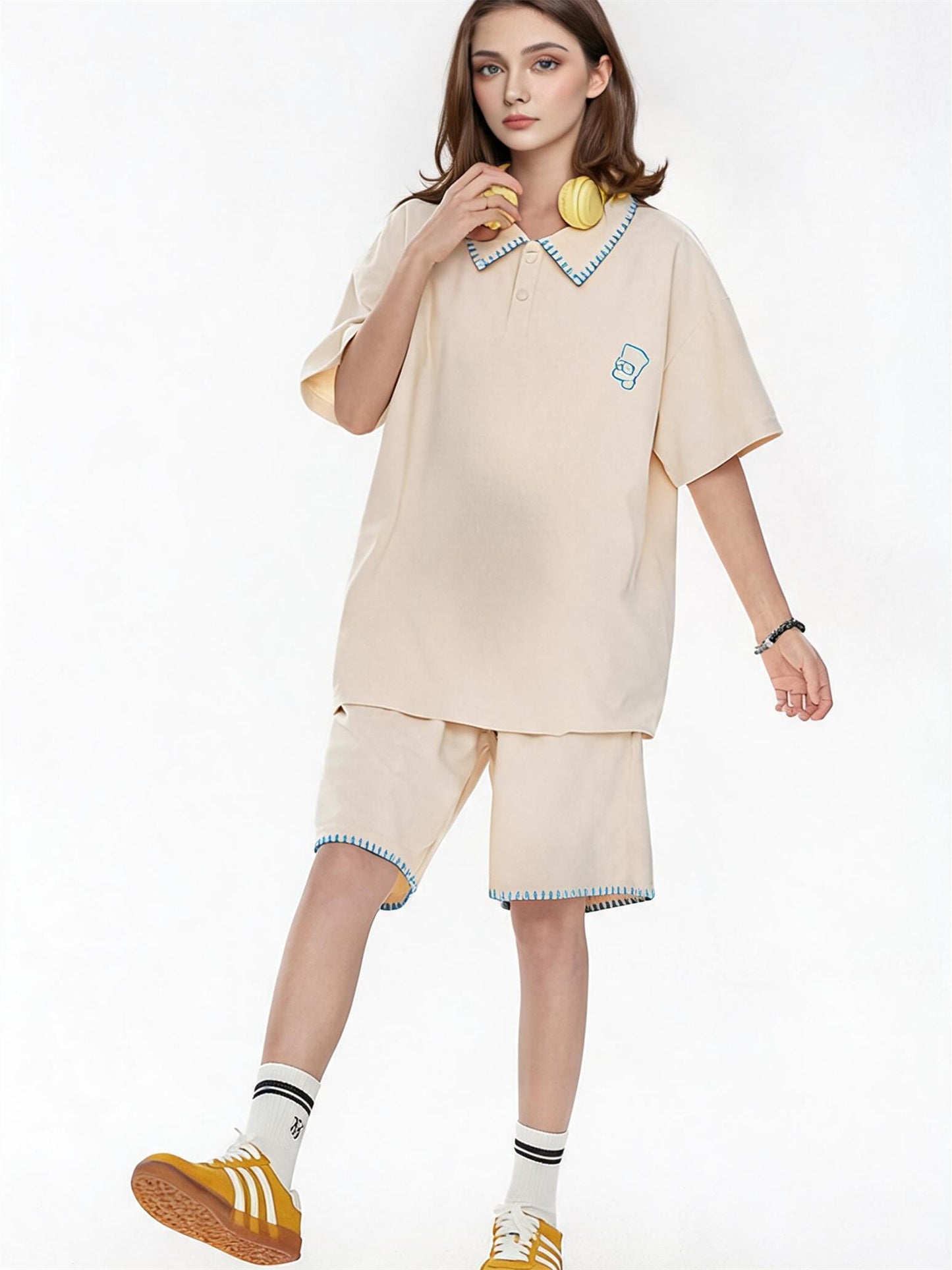 Raglan Sleeve Wide-leg Pants Lazy Style Set