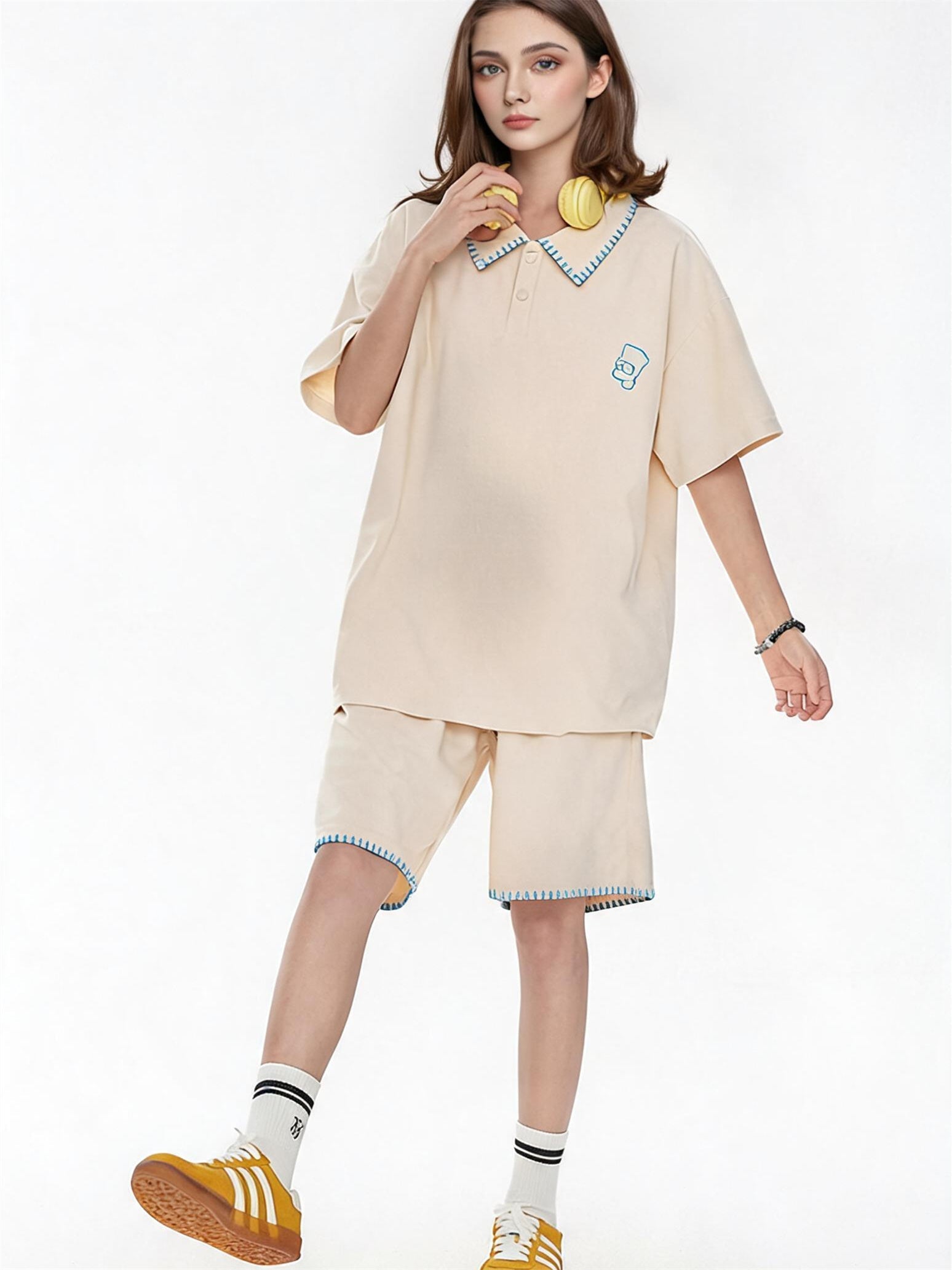 Raglan Sleeve Wide-leg Pants Lazy Style Set