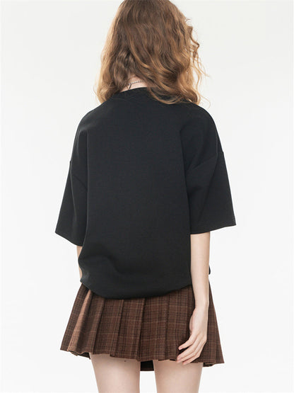 American Retro Relaxed Oversized Top With Dropped Shoulders