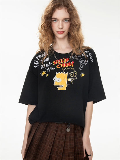 American Retro Relaxed Oversized Top With Dropped Shoulders