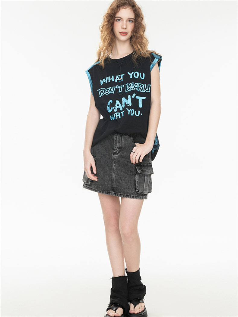 Street Graffiti Loose-fitting Sleeveless Sports Top