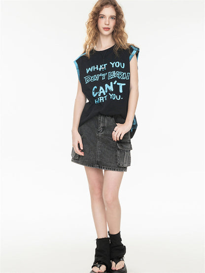 Street Graffiti Loose-fitting Sleeveless Sports Top