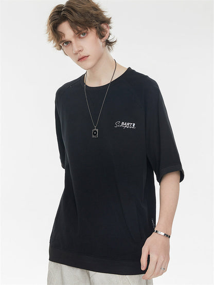 Raglan Sleeve Small Letter Loose Three-quarter Sleeve T-shirt