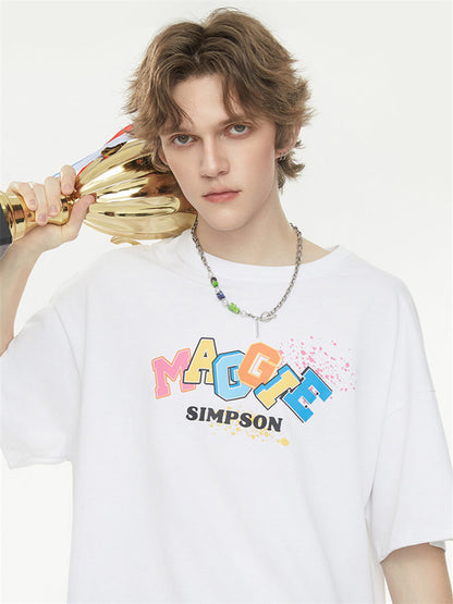 Playful 3D Bubble Print Drop Shoulder Short Sleeve