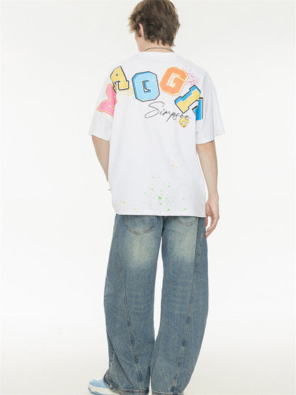 Playful 3D Bubble Print Drop Shoulder Short Sleeve