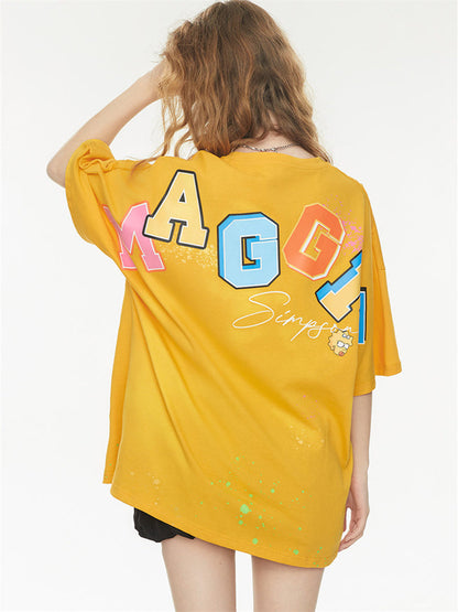 Playful 3D Bubble Print Drop Shoulder Short Sleeve