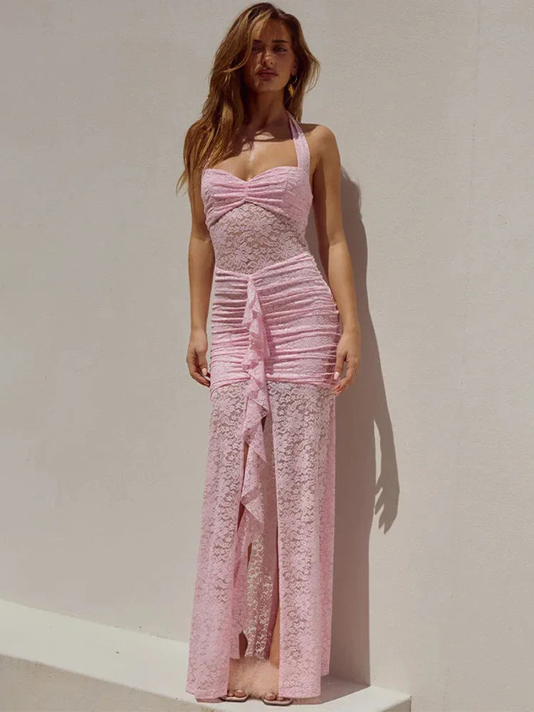 Lace Draped Patchwork Club Bodycon Dress
